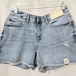 a.n.a Light Blue Frayed Hem Jean Shorts